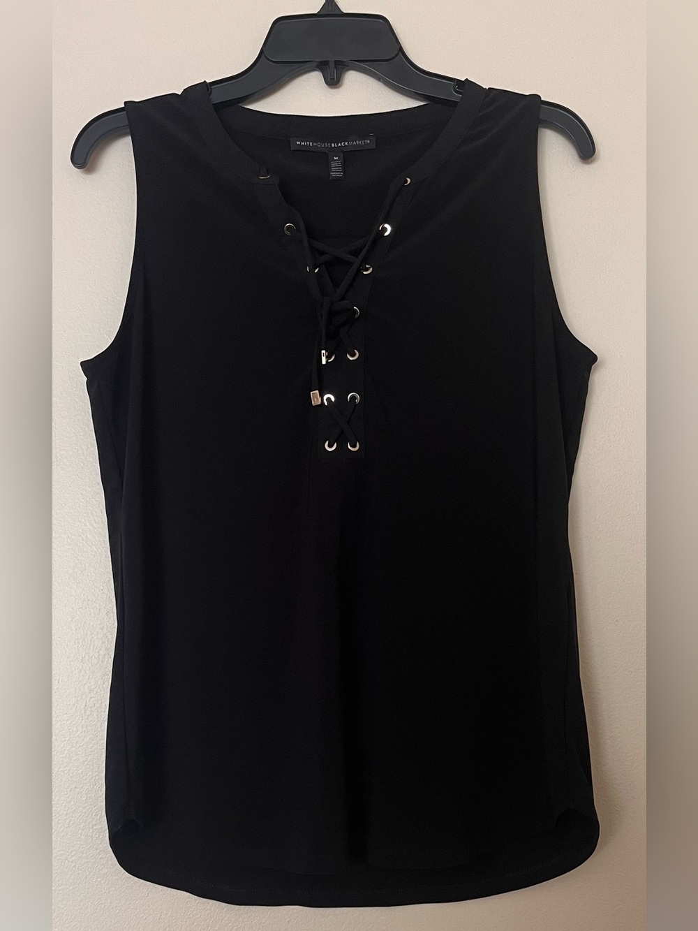 White House Black Market Black Lace-Up Sleeveless Tank